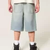 Greased Medium Wash Super Baggy Denim Shorts Greased Medium Wash Super Baggy Denim Shorts