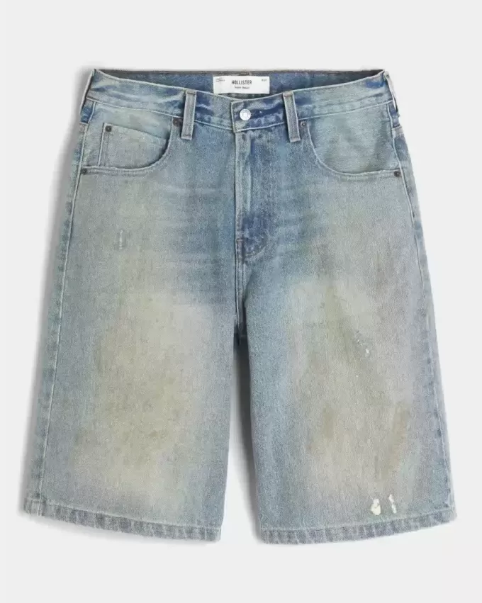 Greased Medium Wash Super Baggy Denim Shorts Greased Medium Wash Super Baggy Denim Shorts