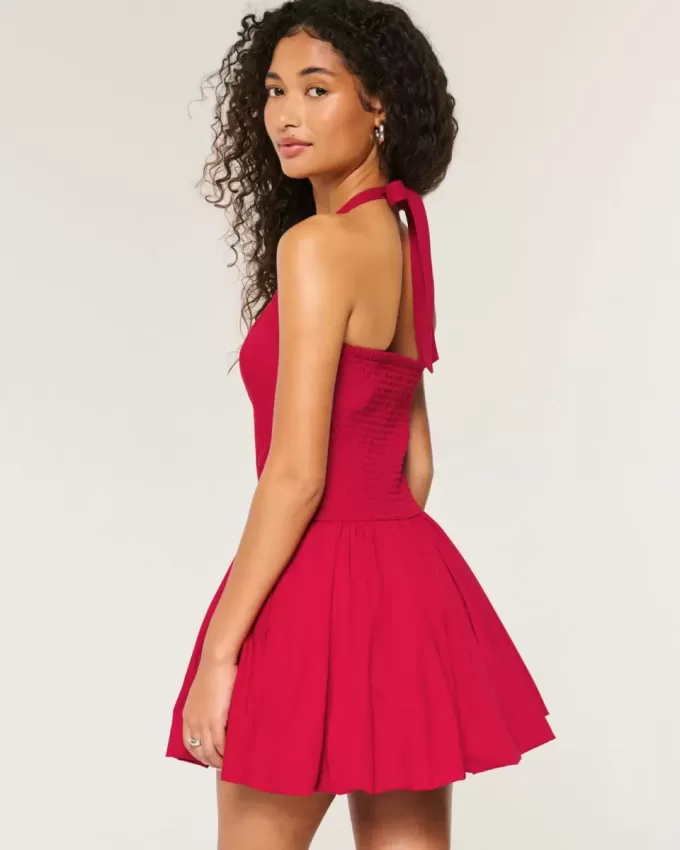 Halter Mini Bubble Skort Dress