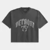 Heavyweight Baggy Crop Detroit Graphic Football T-Shirt