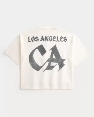 Heavyweight Baggy Crop Los Angeles Graphic Football T-Shirt