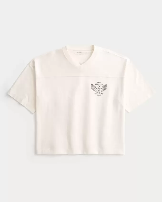 Heavyweight Baggy Crop Los Angeles Graphic Football T-Shirt