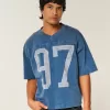 Heavyweight Baggy Crop Varsity Graphic Football Tee