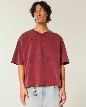 Heavyweight Baggy Crop Varsity Graphic Football Tee