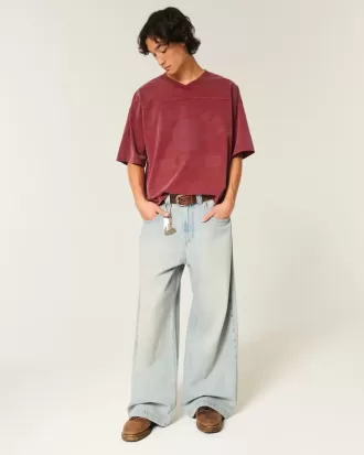 Heavyweight Baggy Crop Varsity Graphic Football Tee