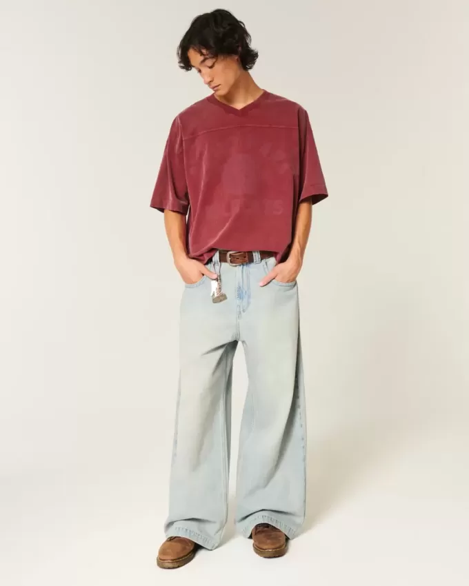 Heavyweight Baggy Crop Varsity Graphic Football Tee