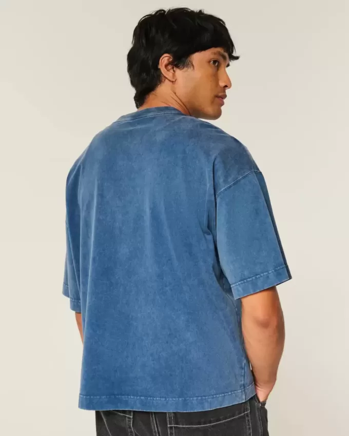 Heavyweight Baggy Crop Varsity Graphic Football Tee