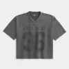 Heavyweight Baggy Crop Varsity Graphic Football Tee