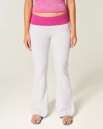 Hibiscus Graphic Foldover Waist Flare Pants