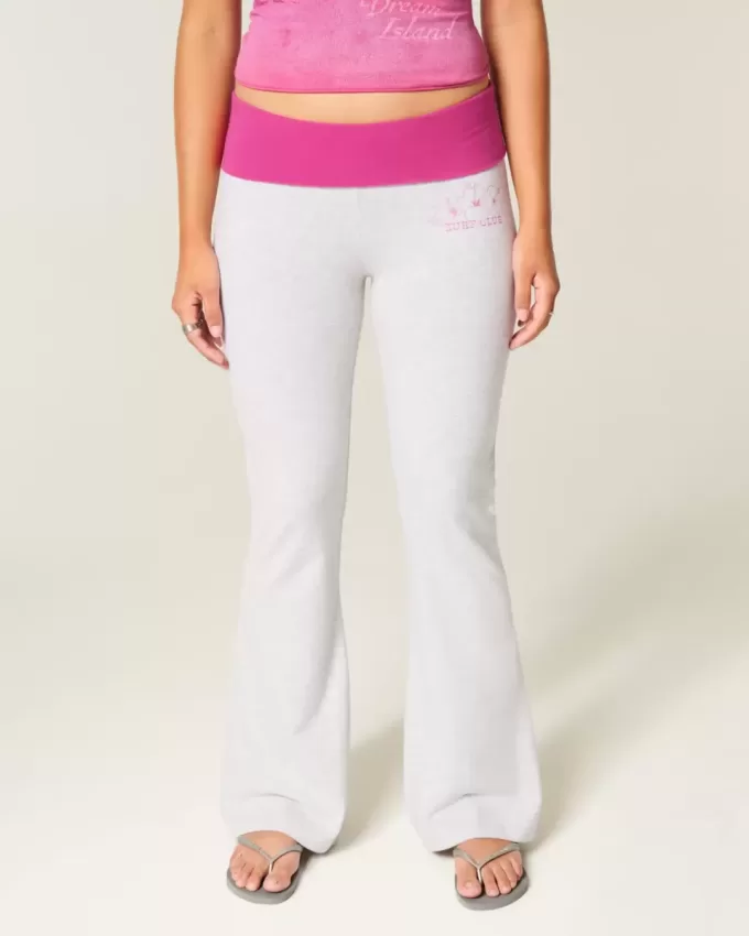 Hibiscus Graphic Foldover Waist Flare Pants