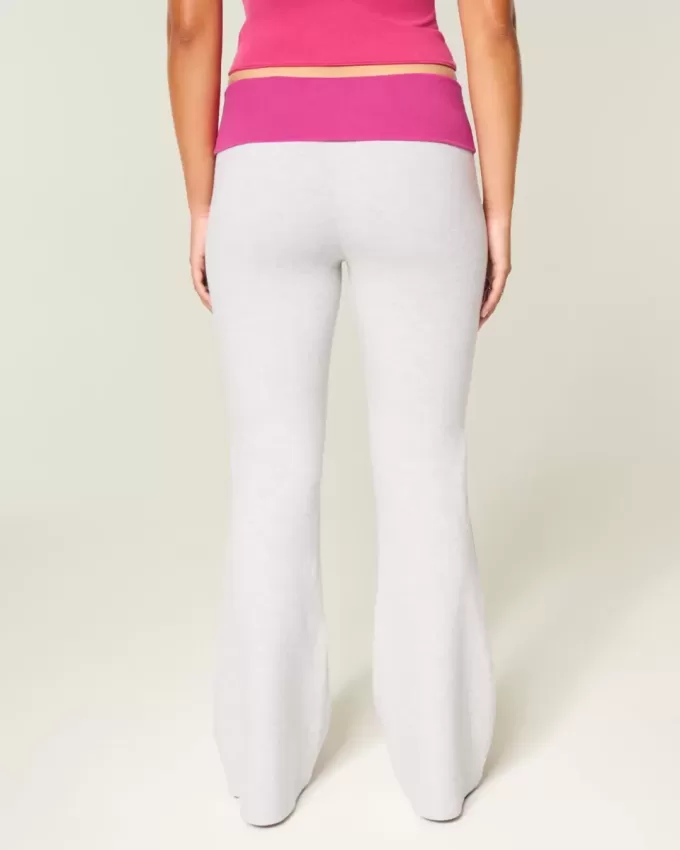 Hibiscus Graphic Foldover Waist Flare Pants