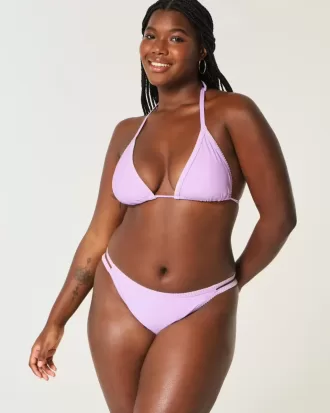 High-Leg Embroidered Stitch Strappy Cheekiest Bikini Bottom