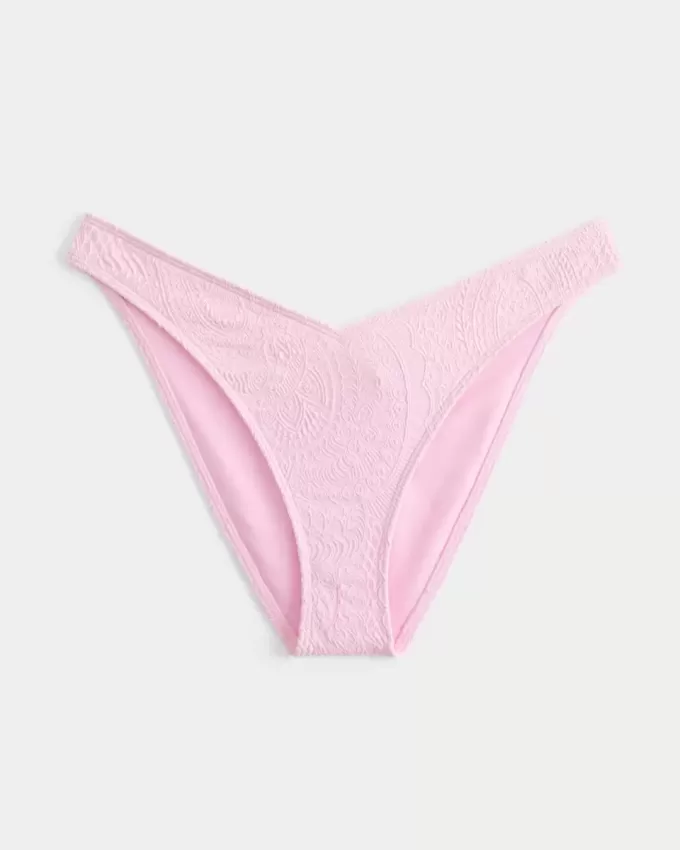 High-Leg V-Waist Jacquard Cheeky Bikini Bottom