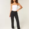 High-Rise Black Straight Jeans