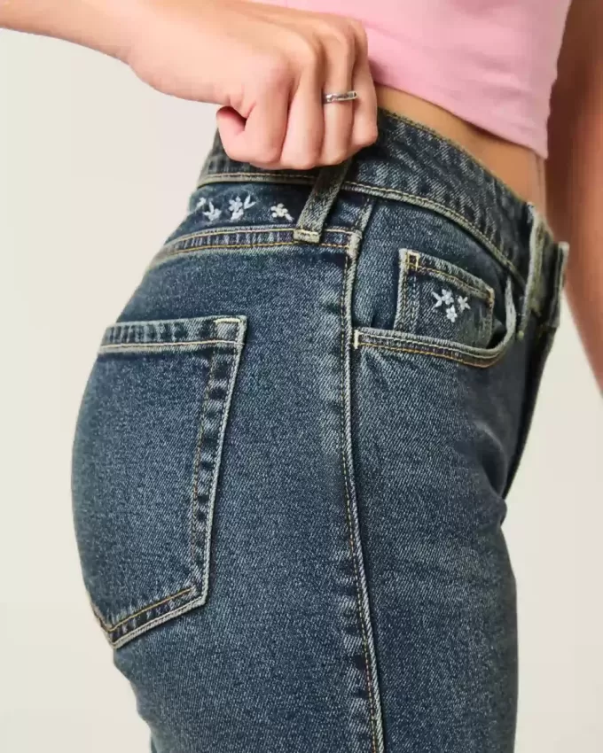 High-Rise Dark Wash Embroidered Florals Flare Jeans High-Rise Dark Wash Embroidered Florals Flare Jeans