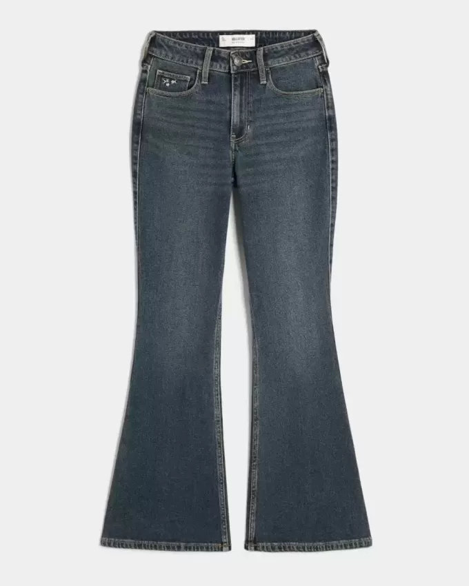 High-Rise Dark Wash Embroidered Florals Flare Jeans High-Rise Dark Wash Embroidered Florals Flare Jeans