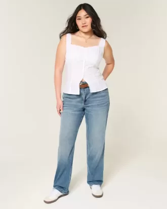 High-Rise Dark Wash Straight Jeans