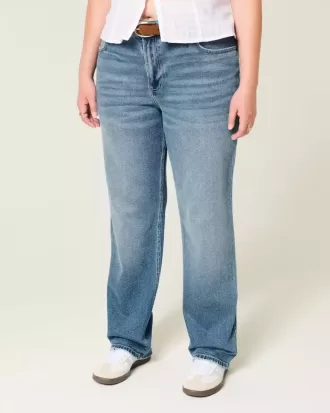 High-Rise Dark Wash Straight Jeans