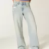 High-Rise Distressed Light Wash Baggy Jeans