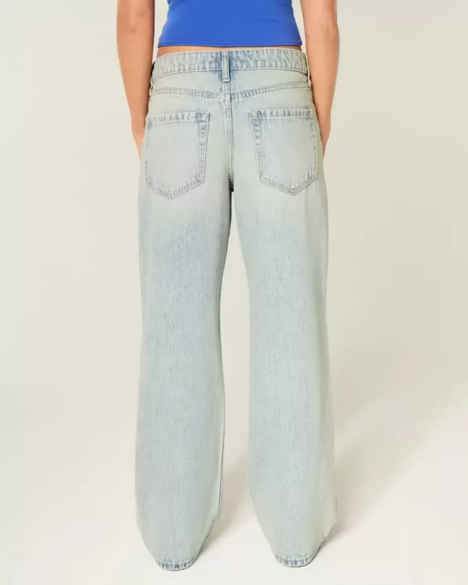 High-Rise Distressed Light Wash Baggy Jeans