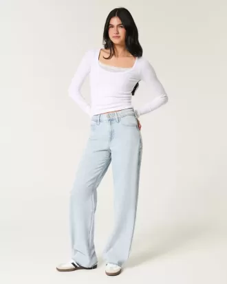 High-Rise Light Wash Baggy Jeans