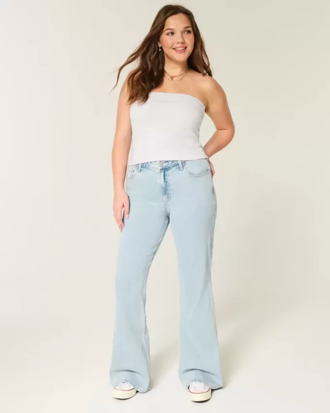 High-Rise Light Wash Heart Embroidered Flare Jeans High-Rise Light Wash Heart Embroidered Flare Jeans