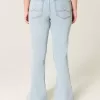 High-Rise Light Wash Heart Embroidered Flare Jeans High-Rise Light Wash Heart Embroidered Flare Jeans