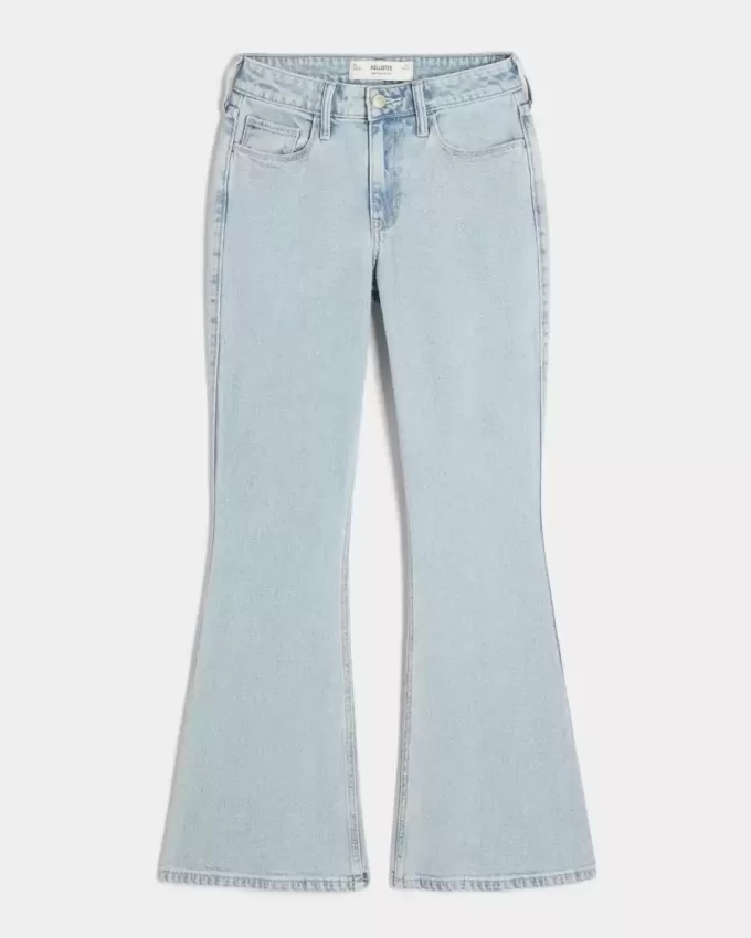 High-Rise Light Wash Heart Embroidered Flare Jeans High-Rise Light Wash Heart Embroidered Flare Jeans