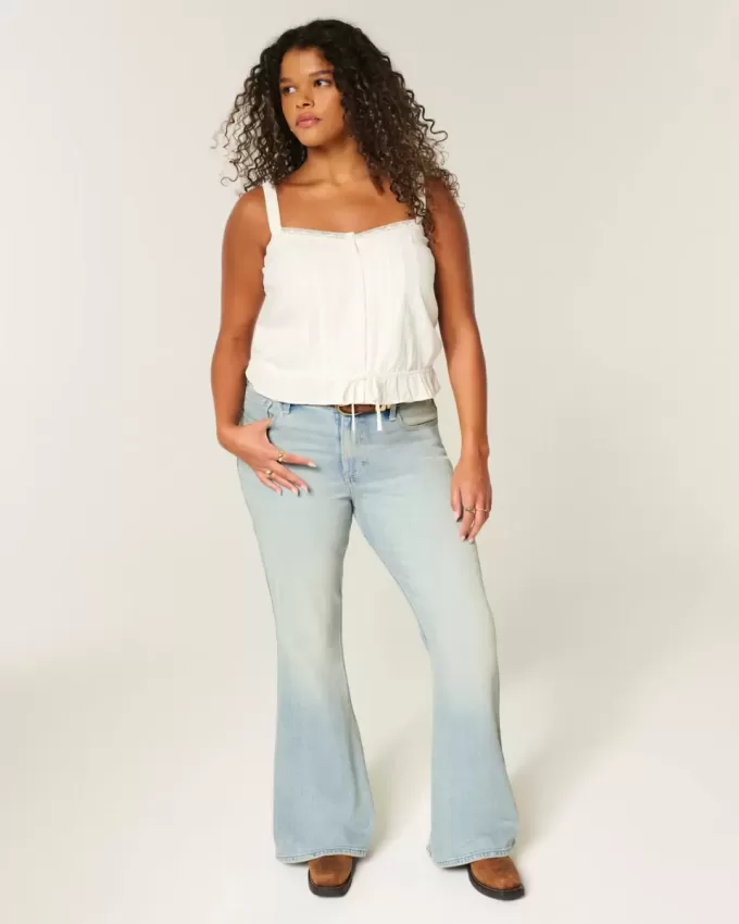 High-Rise Light Wash Star Pocket Flare Jeans