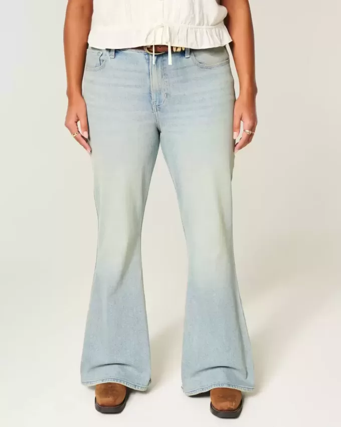 High-Rise Light Wash Star Pocket Flare Jeans