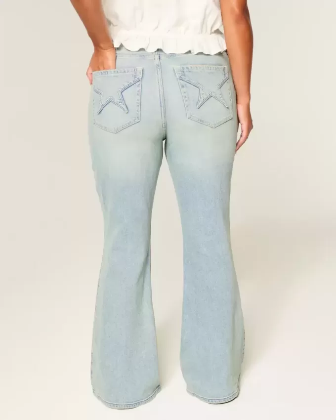 High-Rise Light Wash Star Pocket Flare Jeans