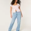 High-Rise Light Wash Straight Jeans