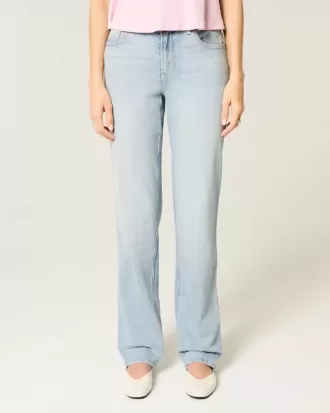 High-Rise Light Wash Straight Jeans