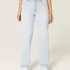 High-Rise Light Wash Straight Jeans