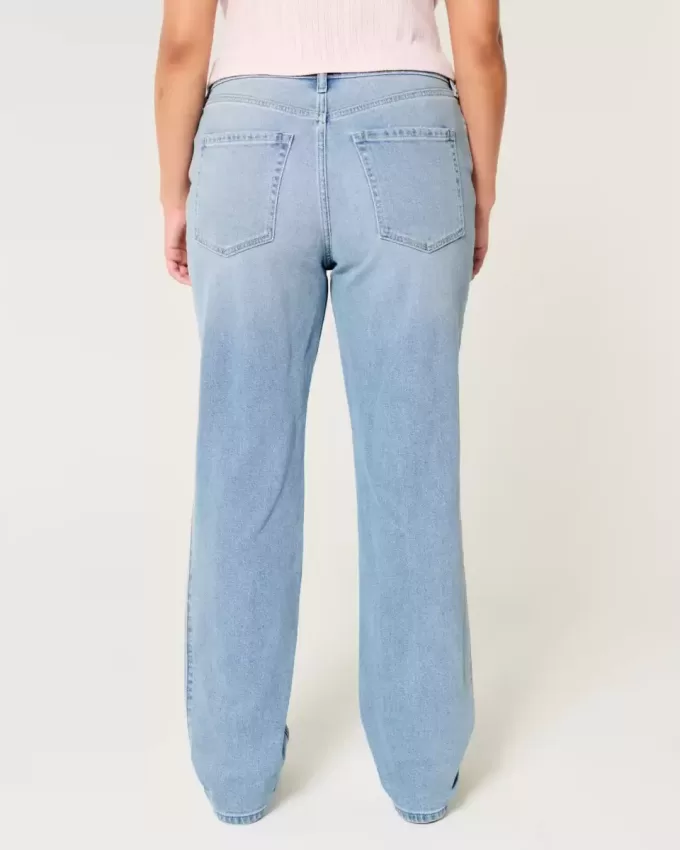 High-Rise Light Wash Straight Jeans