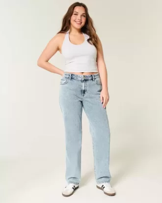 High-Rise Medium Wash Straight Jeans