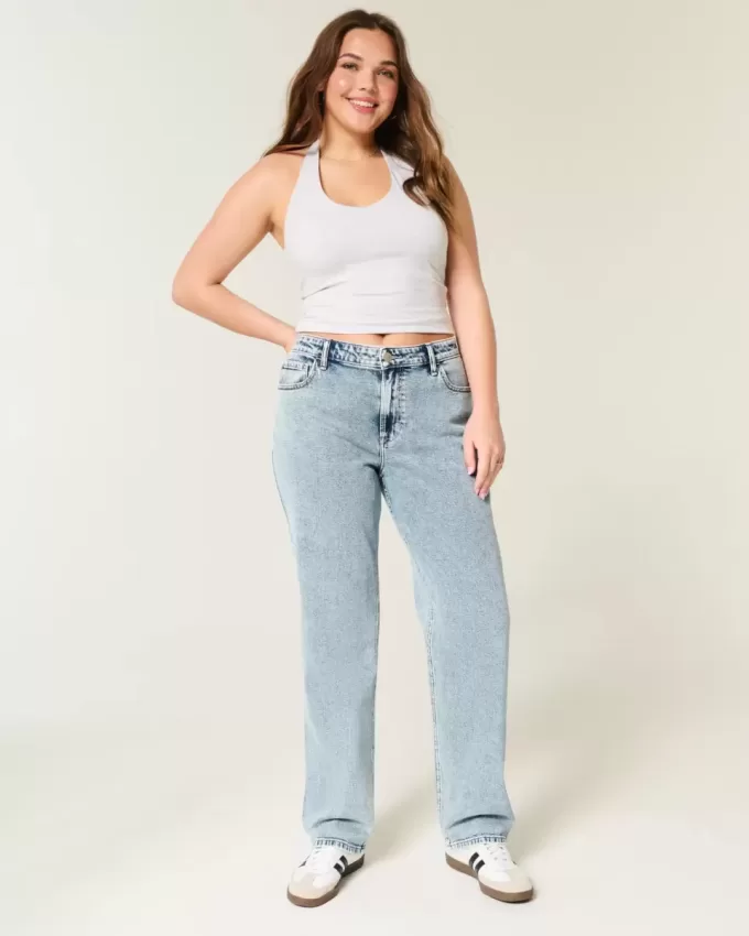 High-Rise Medium Wash Straight Jeans