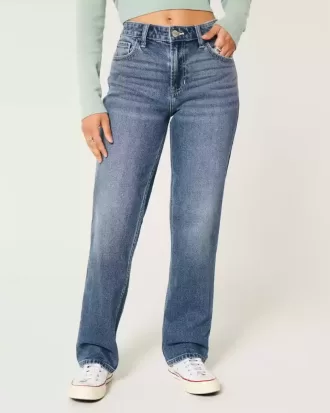 High-Rise Medium Wash Straight Jeans
