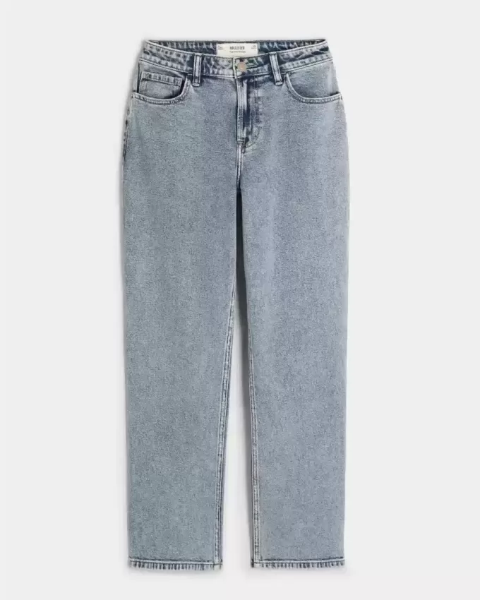 High-Rise Medium Wash Straight Jeans