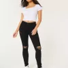 High-Rise Ripped Black Super Skinny Jeans