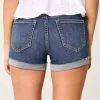 High-Rise Ripped Dark Wash Denim Shortie Shorts