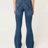 High-Rise Ripped Medium Wash Flare Jeans