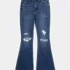 High-Rise Ripped Medium Wash Flare Jeans