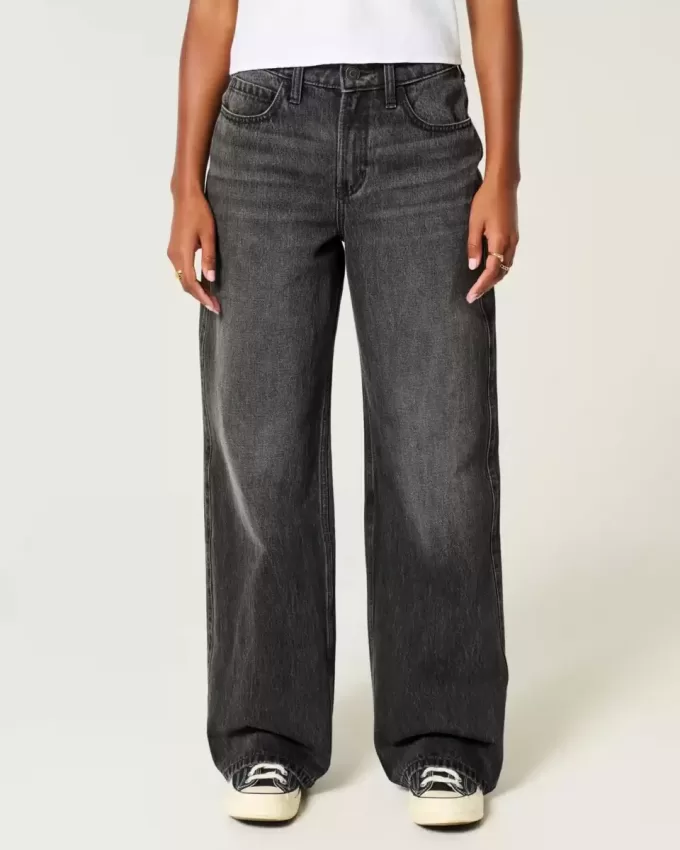 High-Rise Washed Black Baggy Jeans High-Rise Washed Black Baggy Jeans