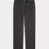 High-Rise Washed Black Straight Jeans