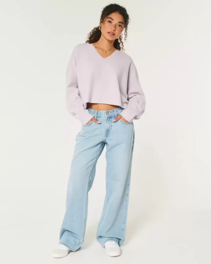 Hollister Comfy Cloud Boxy Notch-Neck Sweater