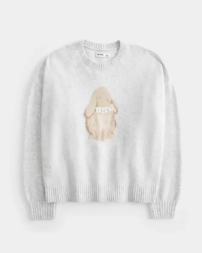Hollister Comfy Cloud Bunny Graphic Crew Sweater