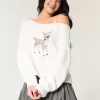 Hollister Comfy Cloud Easy Off-the-Shoulder Deer Graphic Sweater Hollister Comfy Cloud Easy Off-the-Shoulder Deer Graphic Sweater