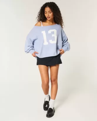 Hollister Comfy Cloud Easy Off-the-Shoulder Number Graphic Sweater
