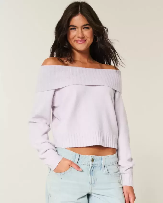 Hollister Comfy Cloud Foldover Off-the-Shoulder Sweater